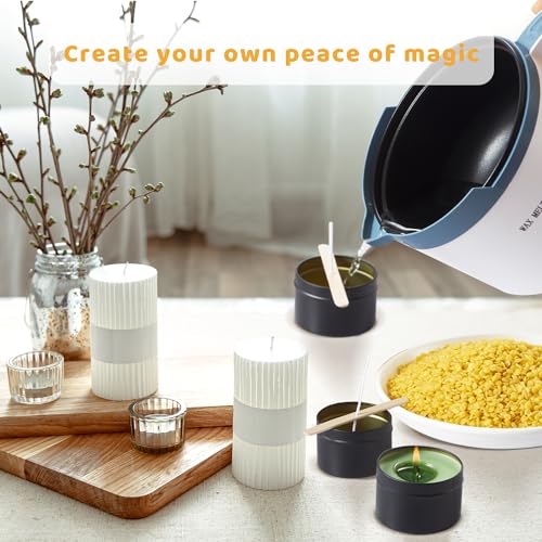 5lbs Beeswax Candle Making Kit with Electric Wax Melting Pot - size: Wax Melting Pot Set 6pcs
