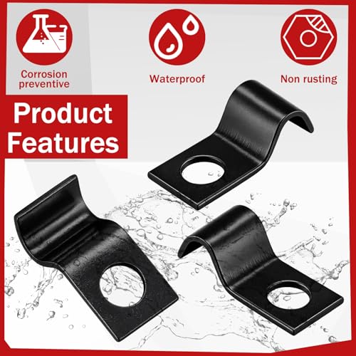 Yaocom 100 Pcs Black Cable Screw Clips 1/4 Inch, Zinc Steel Wire Clamps - color: Black, size: 1/4 inch