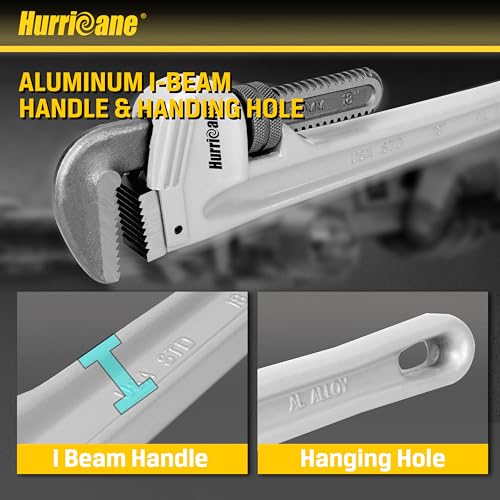 HURRICANE 3-Piece Aluminum Pipe Wrench Set (10", 14", 18"). Lightweight & Reliable Plumbing Wrench Kit for Home Maintenance and DIY Projects - size: 10/14/18 Inch