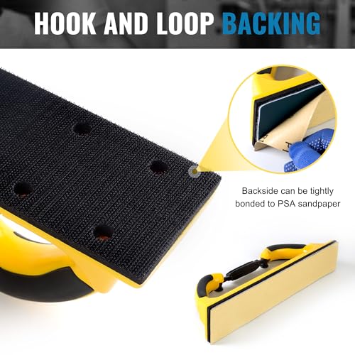 S SATC 2-3/4" x 15-3/4" Adjustable Radius Longboard Flexible Sanding Blocks with Hook & Loop Backing and PSA Sandpaper Conversion Adapter Pad for Sanding Auto Body Woodworking - style: Yellow Longboard Sanding Blocks