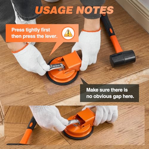 Saker Floor Gap Fixer Tool with Mallet,Laminate Floor Gap Repair Tool,Suction Cup Lifter,Floor Gap Repair Kit,for Floating Wood Floors and Moving Glasses with Sticky Pads and Gloves
