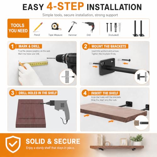 Floating Shelf Brackets, 10 inch Hidden Shelf Brackets Heavy Duty Blind Shelf Support, 200LBS Load Capacity, 6 Pack Floating Shelf Hardware for DIY Wood Wall Floating Shelves - size: 10 Inch