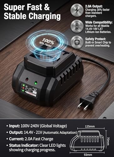 18V 21V Li-ion Battery Charger US Plug Replacement Lithium Battery Charger for Makita BL1815 BL1850 BL1830 BL1415