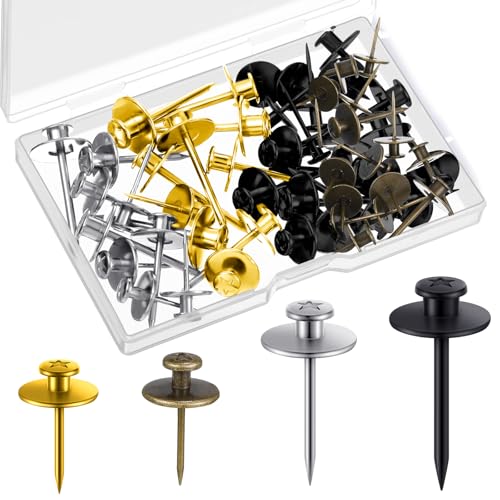 Zhengmy 40 Pcs Double Headed Picture Hangers Nails 4 Size, Mixed Color - color: Mixed Color