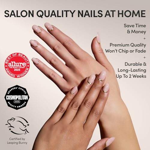 Glamnetic Press On Nails - Short Round, Glossy Fake Nails 30 Pc Full Kit - color: 1C - Goal Digger