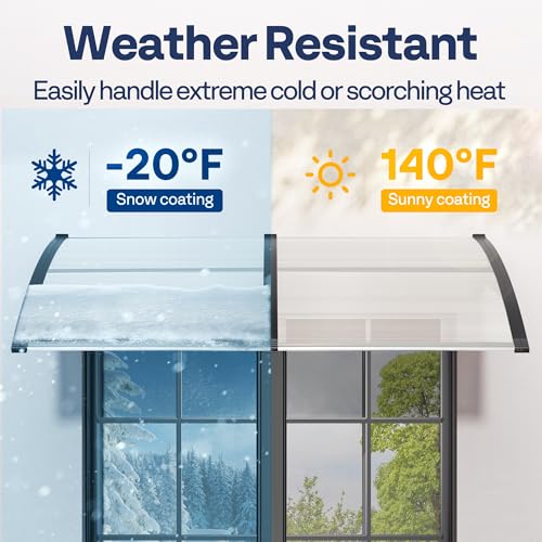 VIVOHOME Polycarbonate Window Door Awning Spliced Canopy Transparent with Black Bracket 38 Inch x 78 Inch - color: Transparent, size: 38 Inch x 78 Inch