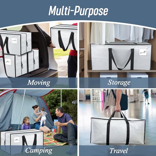 6 Pack Extra Heavy Duty Large Moving Bags with Strong Zipper, White - color: White, size: 6 Pack