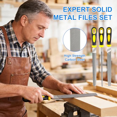 Metal File Set, 3-Piece 8 Inch Flat, Round & Half-Round