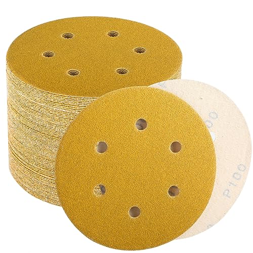 6 Inch Sanding Discs Hook and Loop, 100 Grit Sandpaper for Orbital Sander, Professional for Automotive and Woodworking, 100 Pack - style: 100 Grit