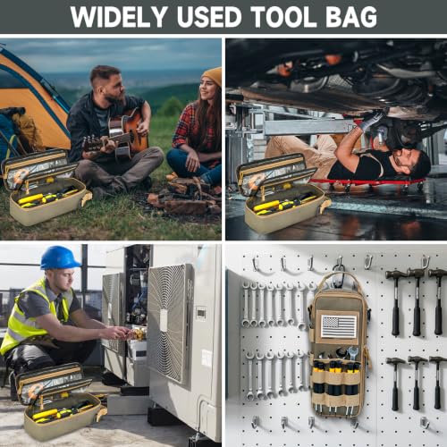 Small Tool Bags for Men with Carabiner,Tactical Tool Bag for EDC,Motorcycle - color: Olive Green