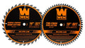 WEN BL1032-2 10-Inch 32-Tooth and 60-Tooth Carbide-Tipped Professional Woodworking Saw Blade Set, Two Pack