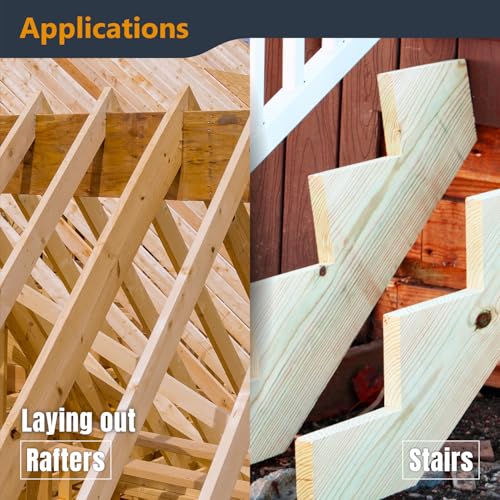 POWERTEC Framing Square, 16'' x 24'' Carpenter Square with Rafter Tables, Woodworking Square for Carpenter, Stair Gauges, Construction, Woodworking, 2PK (80008-P2) - size: 16" x 24" Framing Square, 2pk