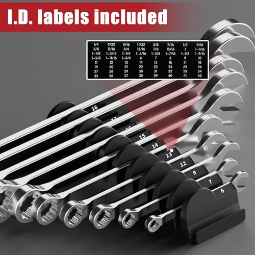 DEHOYI 12 pcs Modular Wrench Organizers for Tool Drawers - Wrench Rack with Metric & SAE Labels, Perfect Tool Storage Holder. Gift for father, brother and boyfriend (12pcs-Black) - style: 12pcs-Black