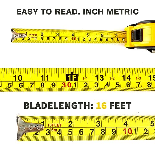 2 Packs Measuring Tape Retractable 16 ft, Steel Tape Measure, 16-Foot Basics Self-Locking Measurement Auto Lock Tape Rule Imperial/Metric Tape Measure for Body Measurements Handicraftsman - color: 2 Pack, size: 16 ft