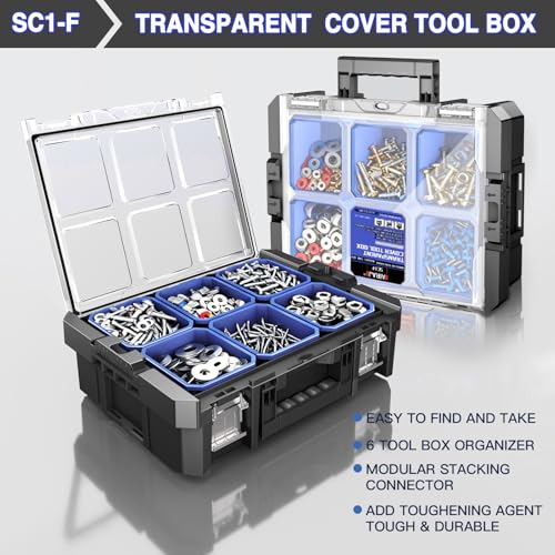 AIRAJ 5 Tier Stackable Tool Box with Wheels, Rolling Tool Box Organizer