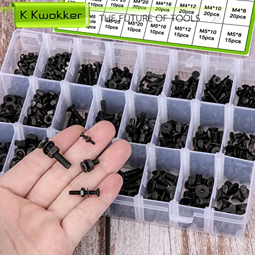 1700Pcs M2 M3 M4 M5 Hex Socket Flat Head Screws Assortment Kit - size: C. M2 M3 M4 M5