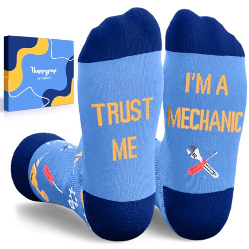 HAPPYPOP Funny Gifts for Women Men - Mechanic Graphic Designer Bus Driver Plumber Sock - color: Trust Me I'm a Mechanic