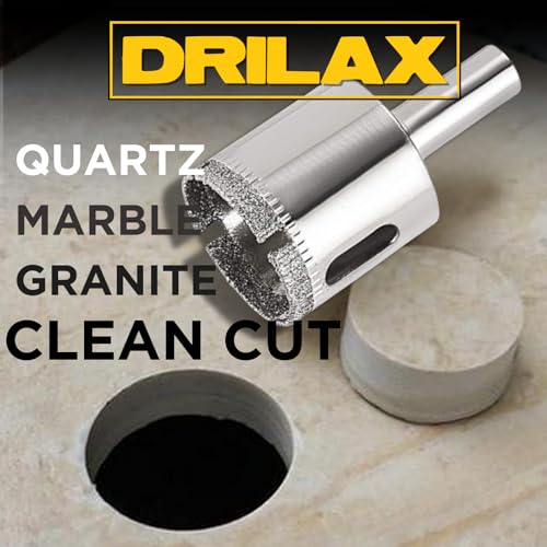Drilax 5-Pc Diamond Hole Saw Set with Guide & PU Case | for Glass, Tile, Granite & Countertops | Includes 3/4", 1", 1-3/16", 1-3/8", 1-5/8" Bits - style: 5 Pcs Set 3/4" to 1-5/8"