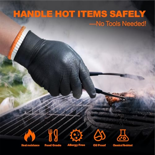 ANBOSON BBQ Gloves Disposable, Heat Resistant Grilling Gloves for Cooking - size: Large, style: 10mil Nitrile