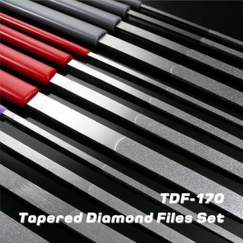 MIRACLE 12-Piece Tapered Diamond File Set – Grit 120/200 / 400 – Precision Hand Files with Color-Coded Handles for Metal, Wood, Glass, Plastic, Jewelry, and Nail Enhancements 6.69” Length