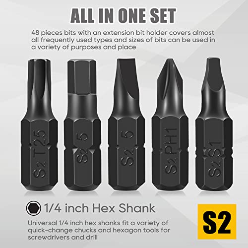 AEJ 49-Pack Screwdriver Bit Set, Hex Bit Set, Hex Head Drill Bits Set