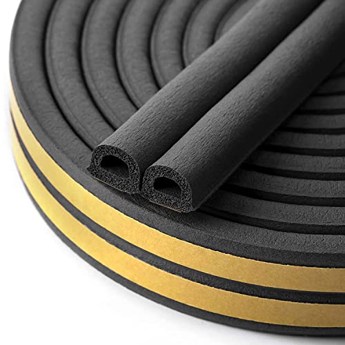 CloudBuyer Door & Window Weather Stripping, Soundproof Insulation Seal Strip with Self-Adhesive Rubber Collision Protection, 16.5 Ft (Black) - color: Black, size: 16.5Ft
