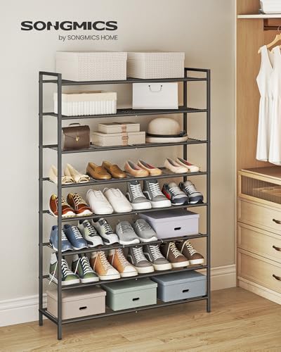 SONGMICS 8-Tier Metal Shoe Rack, Vertical Shelf, Holds up to 40 Pairs - color: Black, size: 8 Tiers (11"D x 32.3"W)