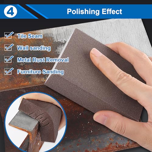 smseace 6Pack Sanding Block 60/120/220 Grit Sandpaper Block Washable and Reusable Sanding Blocks for Wood/Drywall/Metal/Glasses Sanding Block Set Sanding Sponge