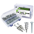 250pcs #8 Metal Self-Drilling Drywall Anchors, (125 Anchors+125 Screws) Hollow Zinc Wall Anchors and Screws Kit, 125pcs Heavy Duty Anchors 125pcs #8 x 1-1/4" Screws