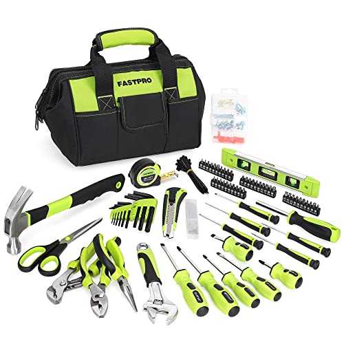 FASTPRO 220-Piece Home Tool Set, Household Repairing Tool Kit, Green - color: Green