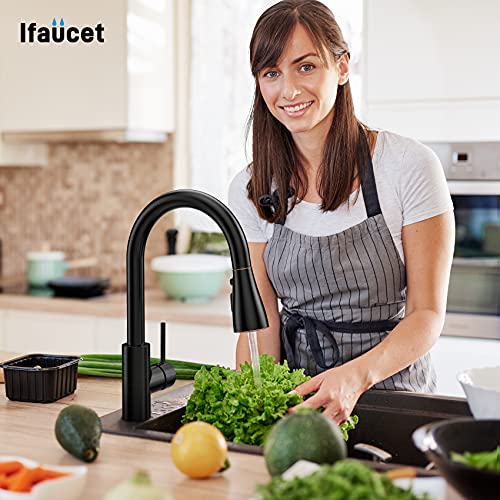 Kitchen Faucet Head Replacement, Kitchen Sink Faucet Head G 1/2, Kitchen Sink Sprayer Replacement 3 Modes with 12 Different Adapters, Compatible with Moen, Delta, Kohler Faucets, Black - color: Black with 17 Adapters