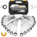GRENPRO 23PCS Ratcheting Wrench Set Metric & SAE Combination Open End - style: 23PCS Ratcheting Wrench Set