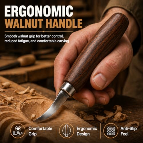Deluxe Wood Carving Kit, 26Pcs Whittling Tools with 6 Basswood Blocks & Leather Case, High-Carbon Steel Knives, Safety Gloves, Woodworking Set for Beginners Adults DIY Craft Gifts