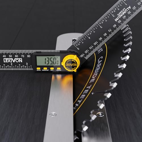 LEXIVON Aluminum Digital Angle Finder Gauge, 10-inch/250mm Multi-Purpose Protractor, Includes XL Display and Rugged Zippered Pouch (LX-DAF10) - size: 10 Inch