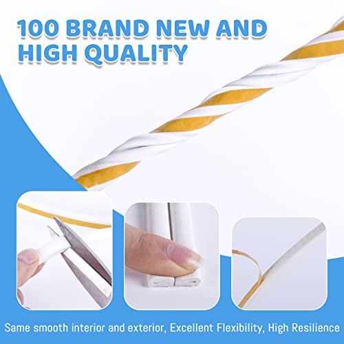 CloudBuyer Door & Window Weather Stripping, Soundproof Insulation Seal Strip with Self-Adhesive Rubber Collision Protection, 16.5 Ft (White) - color: White, size: 16.5Ft