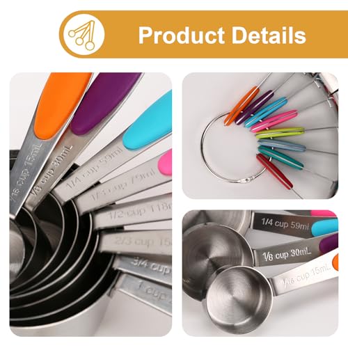Stainless steel 8 piece dry measuring cups set metal baking cooking