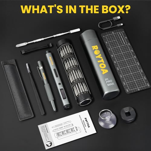 Mini Electric Screwdriver Set 3.7V, Precision Electric Screwdriver Cordless 80-in-1, 4 Torque Settings, 60 S2 Metal Bits, Magnetic Storage, Repair Tool for Electronics Watch Laptop Clocks Cameras