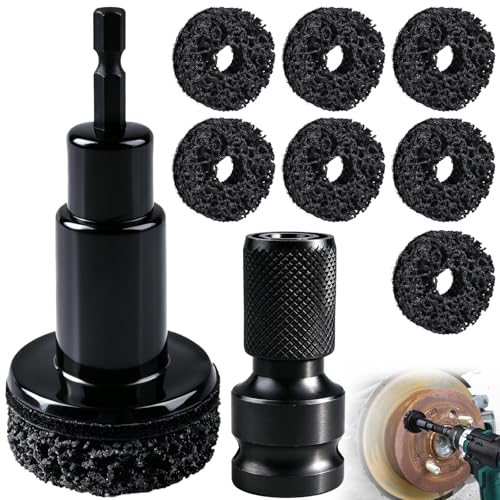 Wheel Hub Cleaning Tool for Quick Rust Removal | Wheel Hub Resurfacing Kit, Wheel Hub & Stud Cleaner Includes 7 Pads, Fits Power Drill & 1/2" Impact Driven Wrenches - color: 9PCS