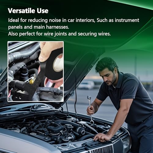 2 Rolls High Temp Wire Harness Tape (100FT Total) – OEM-Grade Automotive Cloth Fabric Tape for Engine Wiring Loom, Cable Protection & Noise Dampening - style: 2-pack
