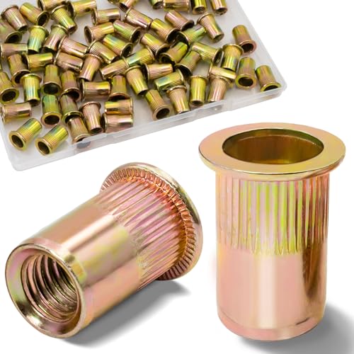 M8-1.25 Rivet Nut,70Pcs Zinc Plated Threaded Rivnut Inserts - color: Yellow, size: Metric M8 - 70 Pcs