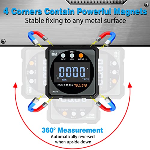 Digital Angle Finder & Gauge, Magnetic Dual Laser Inclinometer - color: Grey