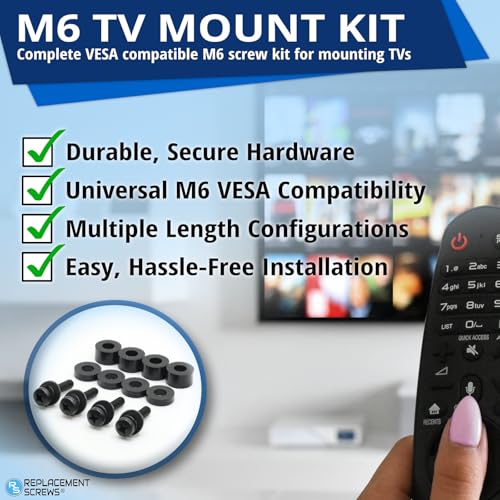 ReplacementScrews M6 x 30mm TV Wall Mount Screws - Universal Metric M6 Kit