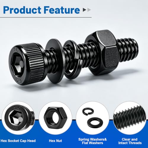 300Pcs M5 Screw Hex Socket Head Cap Bolt Kit M5x8-35mm 12.9 AlloySteel - size: G12.9 M5 300PCS