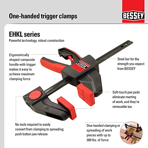 Bessey Ehkl One Hand Trigger Clamp, 18" - size: 18 in., style: 300 lb force