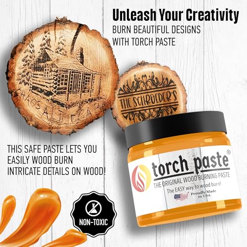 Torch Paste - The Original Wood Burning Paste | Made in USA | Heat Activated Non-Toxic Paste for Crafting & Stencil Wood Burning | Accurately & Easily Burn Designs on Wood, Canvas, Denim & More | 3 OZ - size: 3 oz. (weight)