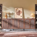 IFGET 92.63" W Modern Arched Sideboard Buffet Cabinet with Storage, Brown - color: Brown, size: 3 Pieces