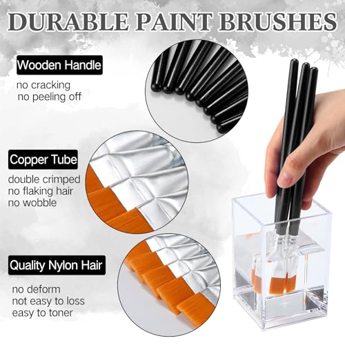 Crtiin 60 Bulk 1/2 Inch Flat Paint Brushes for Acrylic Painting (Black) - color: Black, size: 1/2 Inch
