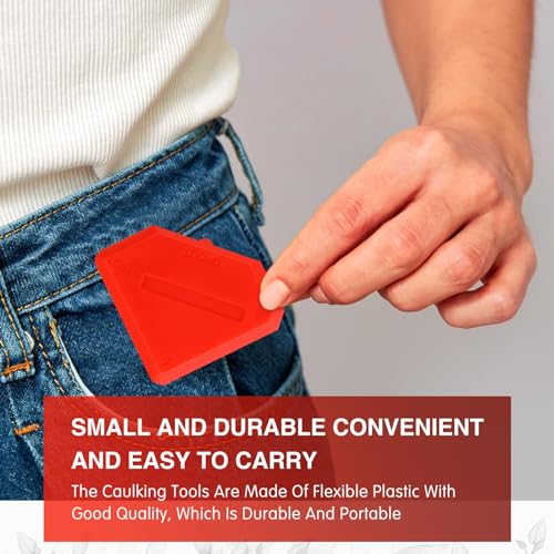 Outus 2 Pieces Caulking Tool Set Silicone Sealant Grout Tool for Kitchen Bathroom Floor Sealant Sealing(Red) - color: Red