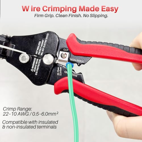 GKG Automatic Wire Stripper, 3 In 1 Adjustable Stripper/Cutter/Crimping Tool, Heavy Duty Automatic Electrical Wire Strippers for 8-20 AWG Solid and 10-22 AWG Stranded