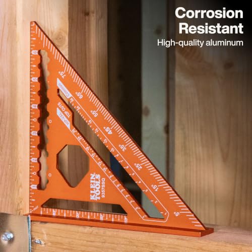 Klein Tools 80211 Rafter Square Set, 2-Piece, 7 and 12-Inch, Rafter Squares, Laser Etched Markings, 1/4-Inch Scribe Notches - size: 2-Piece Rafter Square Set
